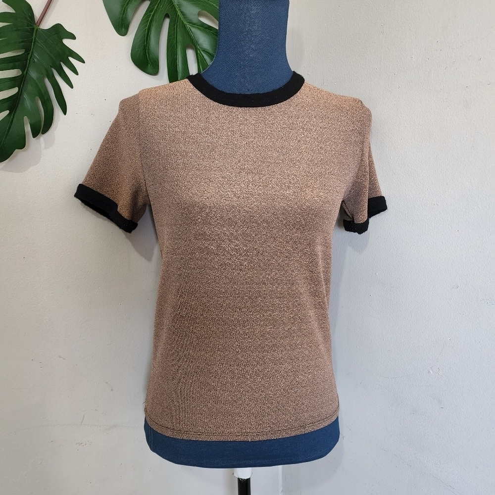 Gaze Rose Gold Shimmer Ringer T Shirt